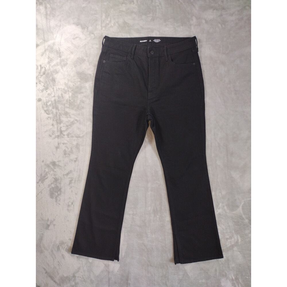 Old Navy Bootcut Jeans Womens 12p Extra High Rise Kicker Button Fly Black West